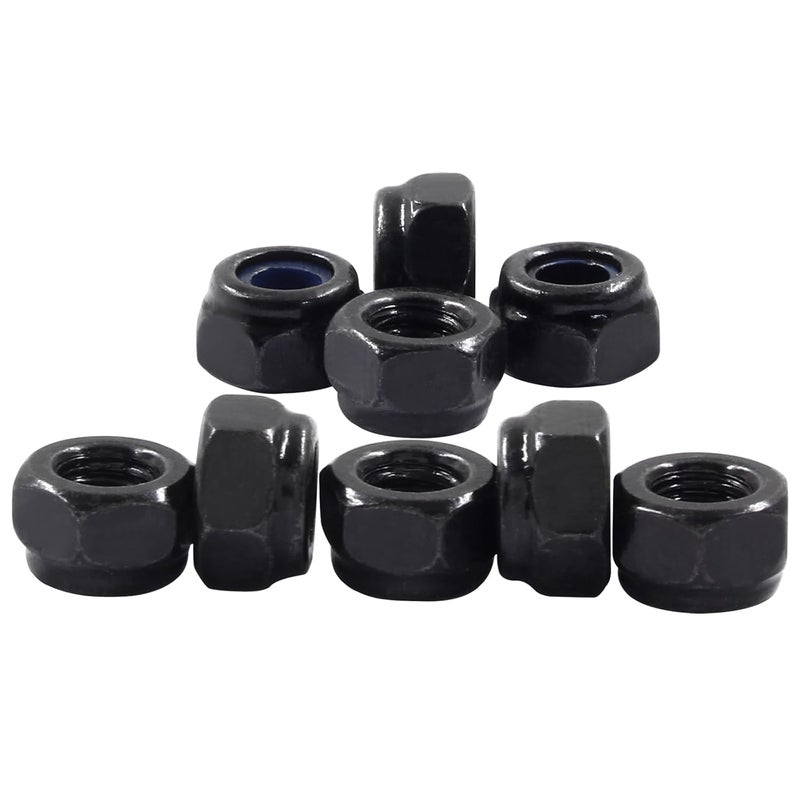 Hitefu 100PCS M4 x 0.7mm Hex Lock Nuts, Black Nylon Lock Non-Slip Nut, Carbon Steel Self-Locking Nuts for Fasteners - Image 3